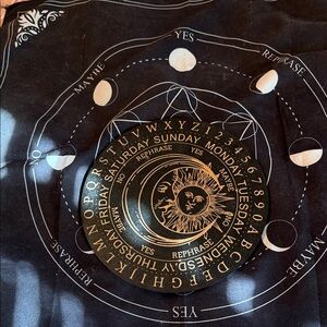 Black and Gold Ouija Board Cloth